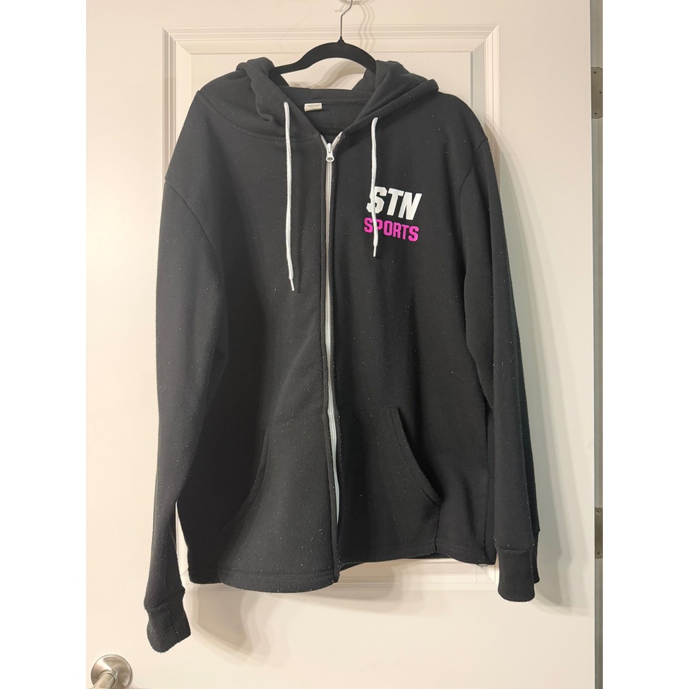 STN Sports Full Zip Hoodie Black Pink Logo